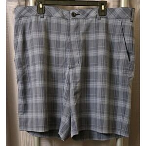 Reebok Golf Shorts Mens 44 Gray Plaid Performance Stretch Lightweight‎